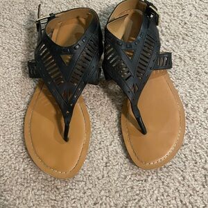 Black Nine West Cutout Sandals: Size 10